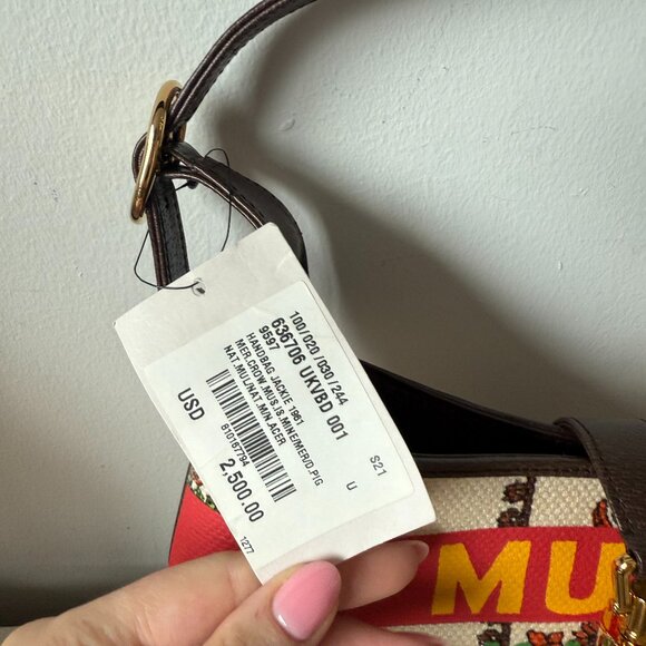 NWT Gucci Jackie 1961 Hobo Handbag Music Printed Beige Canvas Leather Strap - Picture 3 of 13